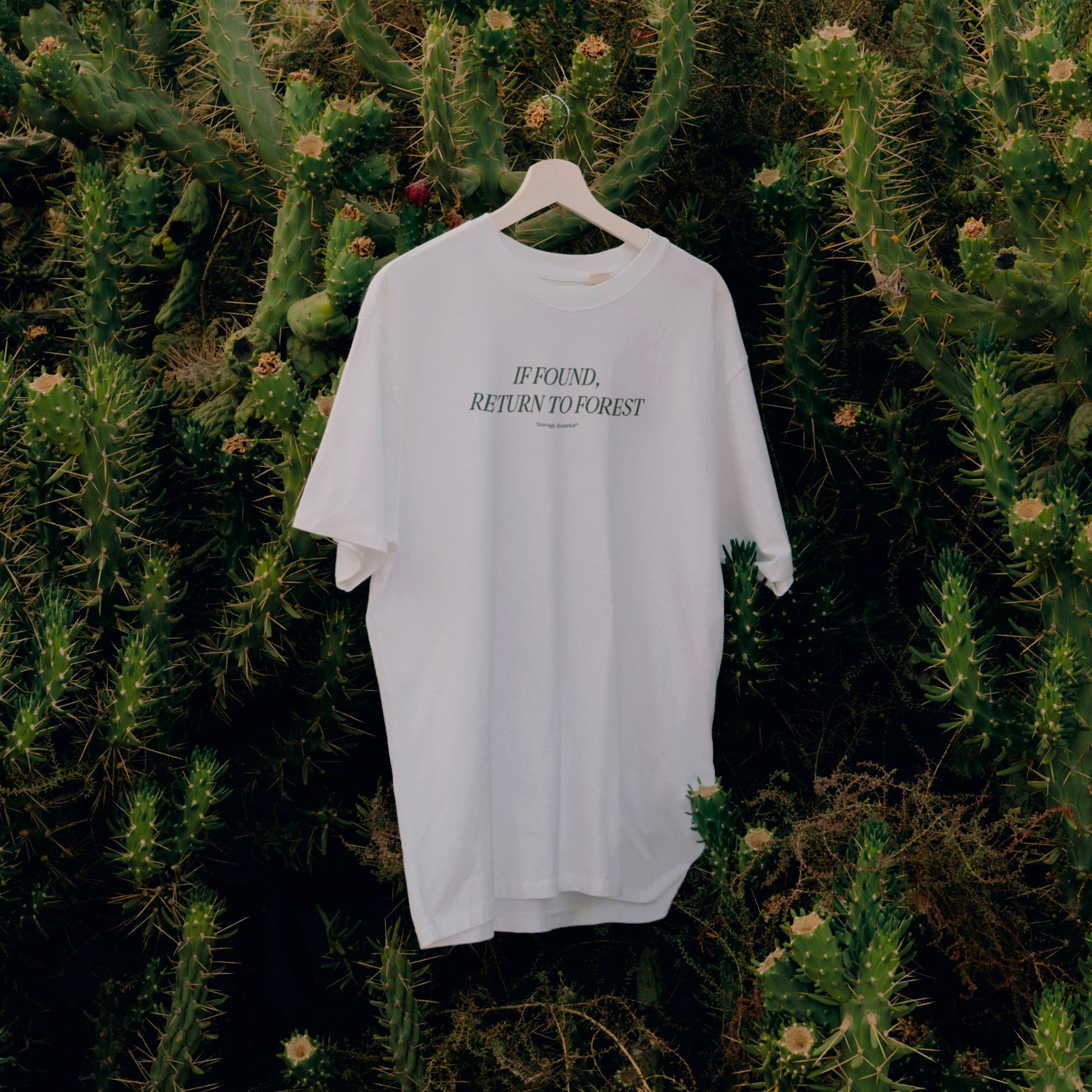 'IF FOUND, RETURN TO FOREST' SHIRT: WHITE